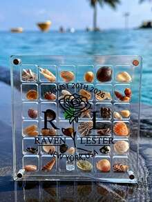 Personalized Square Acrylic Shell Storage Box, Honeymoon Commemorative Plate, Anniversary Gift, Honeymoon Souvenir, Gift For Girlfriends, Friends, Mother's Day, Transparent Specimen Display Box With 36 Mini Shell Compartments, Magnetic Lid, High Transparency, Suitable For Daily Collection - Multicolor - View 7