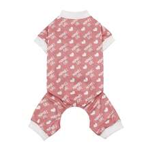 Bộ áo liền quần cho chó cưng, họa tiết trái tim "MAMA'S GIRL", quà tặng Ngày của Mẹ, phù hợp cho chó nhỏ/trung bình và mèo, quà tặng Ngày của Mẹ. - Hồng - Xem 7