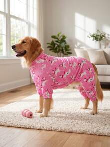 Dog Summer Shedding Hair Control Pajamas - Breathable High Stretch Full Coverage Pet Rompers, Summer Anti Licking & Bug Protective Jumpsuit For Medium Large Dogs, All Over Printing Dog Clothes - Cute Pink Dog Pattern - Multicolor - View 7