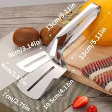 1 pieza Espátula y pinzas de acero inoxidable para freír, pinzas para pescado y bistec de cocina, pinzas para alimentos todo en uno para parrilla, diseño sin costuras fácil de limpiar, compacto y portátil, resistente a la oxidación y duradero, adecuado para cocina de dormitorio - Multicolor - Ver 6