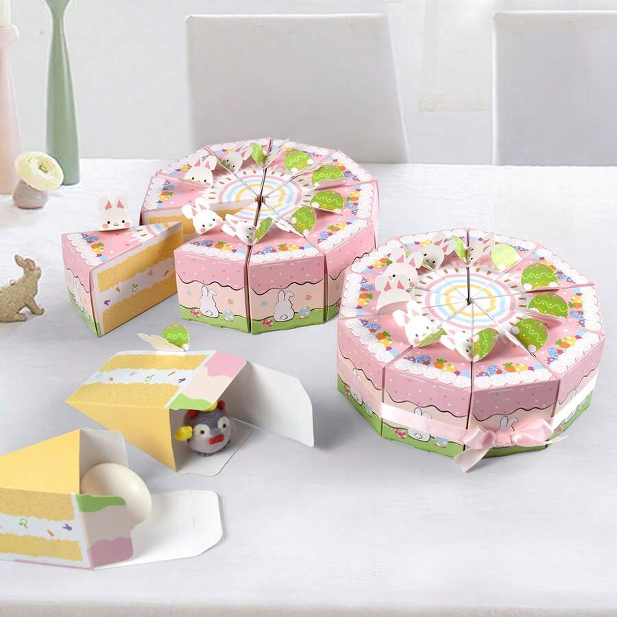 10 piezas Caja de regalo sorpresa de Pascua - Lindos contenedores de regalo con forma de pastel de conejo, adecuados para fiestas de cumpleaños de adolescentes, regalos de dulces festivos, decoración de mesa y obsequios - Ver 1