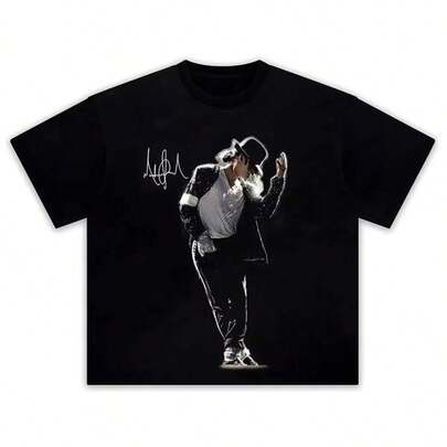 Singer MJs Michaels Jackson Portrait Graphic 100%Cotton T Shirt Men's Retro Fashion Summer Unisex Hip Hop Short Sleeve Loose Shirt Exclusive T-Shirts For Premium Fans Unisex Casual Short-Sleeved Tees A Must-Have For Fans Suitable For Festivals, Parties, Homewear, Daily Commutes, Back-To-School Outfits And Concert Looks Printed And Shipped In The UK 100% Cotton T-Shirts Opaque, Versatile Basic Tees