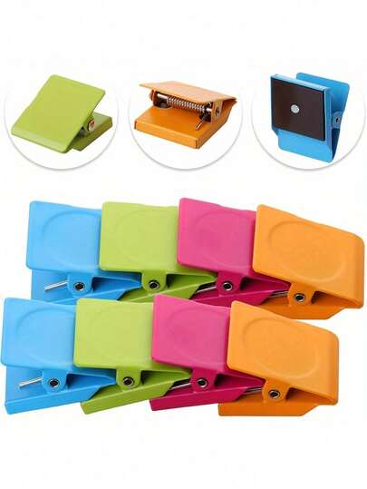 2pcs Powerful Magnetic Clips, Stainless Steel Anti-Rust Material, Multi-Functional Design Saves Space, Easy To Use And Firmly Grip, Suitable For Office, Garage And Refrigerator Organization. Modern Clip Shape, Sturdy Structure, Magnetic Clips Specially Designed For Refrigerators