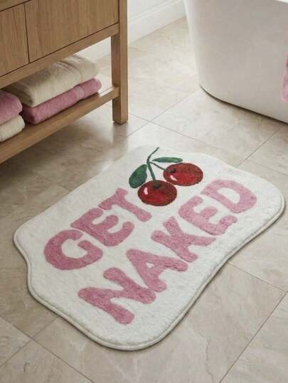 母亲节限量版：1 件装字母樱桃图案地毯，可作浴室垫、门垫、小地毯、地垫、家居装饰、区域地毯、户外垫、卧室地毯，可水洗。