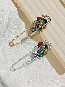 1件装时尚派对饰品女士胸针，复古奢华大号胸针别针，创意个性化设计牛仔裤、裙子、裤子腰部束带夹，服装胸针，宝石古典优雅女士胸针 - 彩色 - 查看 8