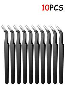 10/5/1 件套专业不锈钢睫毛夹套装，可定制尺寸，可重复使用，尖头和弧形设计，易于操作，非常适合初学者 - 彩色 - 查看 11