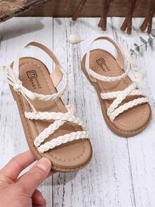 Dép xăng đan đế bằng cho trẻ em có khóa dán - Giày dép mùa hè thoải mái, thoáng khí. - trắng - Xem 6