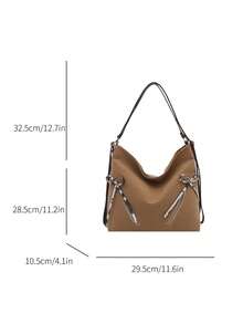 新款时尚大容量手提包，欧美风单肩包，女士休闲通勤手提包 - 卡其色 - 查看 5