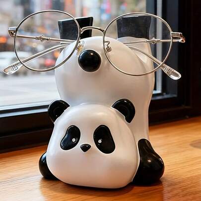 Resin Panda Eyeglass Holder, Animal Glasses Holder - Decorative Eyeglass Stand For Indoor And Outdoor Use - Figurine Display For Home And Store Counters, Non-Functional Home Office Desktop Ornament