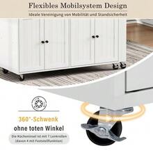 Kitchen Island On Wheels, Extendable Dining Area Kitchen Island With Worktop And Drawers, Mobile Freestanding Kitchen Island, Ideal For Kitchen And Dining Room - Natural - View 8