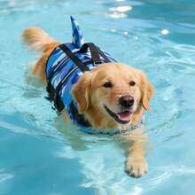 Pet Dog Life Jacket Vest Clothes Life Vest Collar Harness Dog Swimming Swimwear Summer Camouflage Shark Blue Purple Red - Blue - View 12