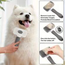 1 pieza Cepillo de silicona fácil de limpiar, adecuado para gatos y perros, peine autolimpiable con un solo clic, agarre cómodo - una opción ideal para la pérdida de pelo y el aseo durante todo el año - Multicolor - Ver 4