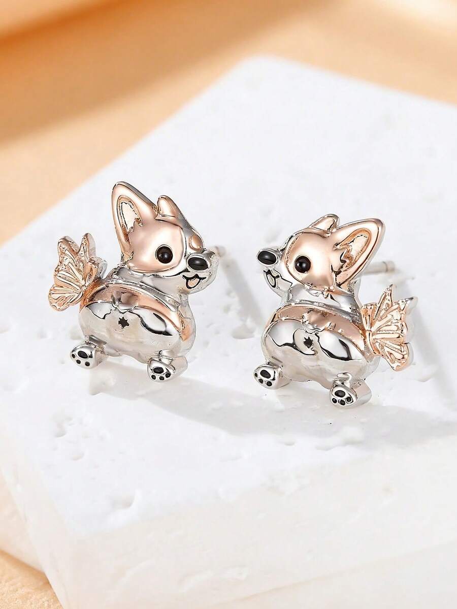 1 Pair Minimalist Cute Animal Earrings, Women's Fashion Animal Stud Earrings, Suitable For Daily Wear, Holiday Gift - Earring 9864 - View 1