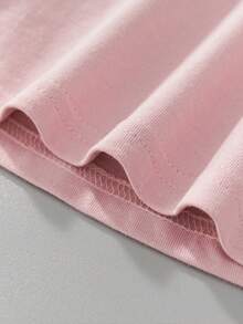 Easter Young Girl Long Sleeve T-Shirt, Cartoon Rabbit & Flower Print, Fashionable Casual Tops For Autumn - Dusty Pink - View 7