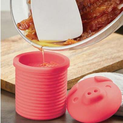 Hộp đựng mỡ heo hình con heo bằng silicon sáng tạo, dụng cụ thu gom và bảo quản mỡ heo, vật dụng nhà bếp thiết yếu để đựng mỡ heo, thích hợp cho việc đi lại và sử dụng hàng ngày, vật dụng cần thiết trong gia đình.