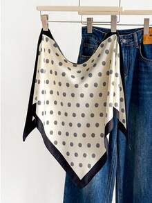 1pc Spring/Summer Versatile Polka Dot & Striped Multifunctional Scarf Shawl, Suitable For Daily, Office, Vacation Wear - White - View 9