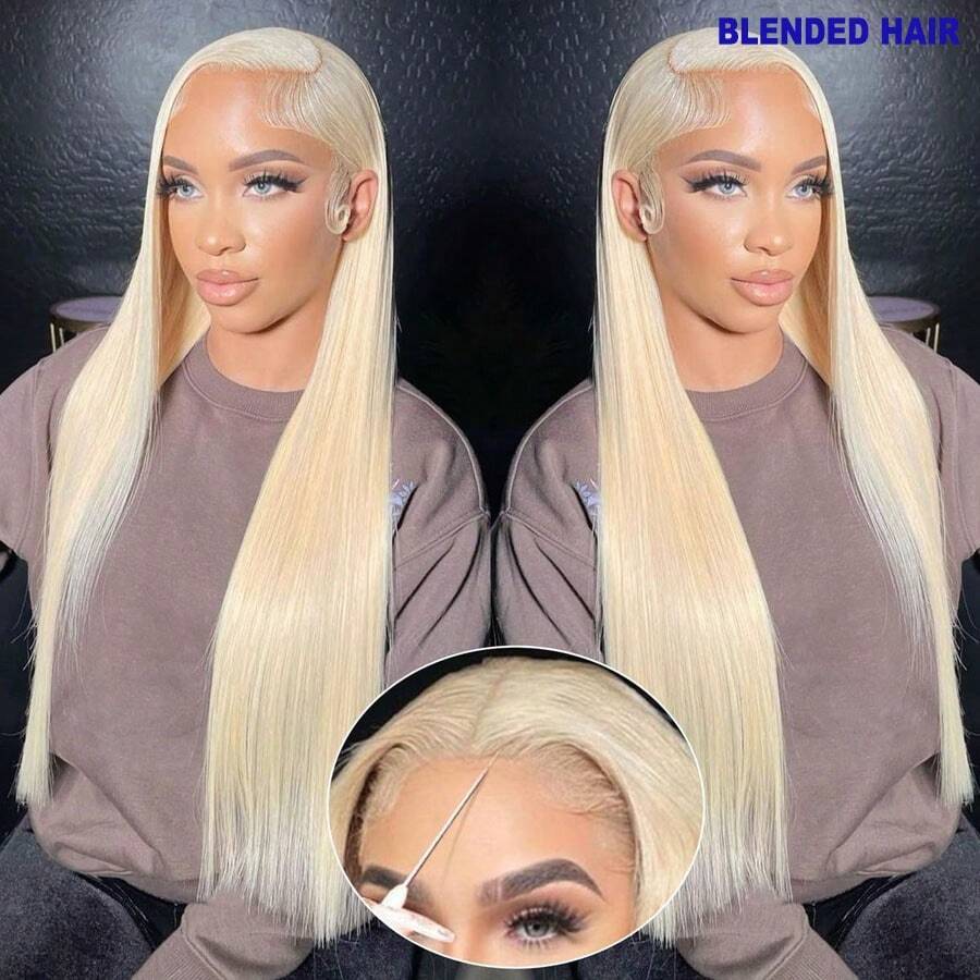 32 Inch 13x4 Lace Front Wigs Human Frontal Hair 200% Density Straight HD Lace Front Wigs Pre Plucked With Baby Hair #613 Blonde Wig Virgin Hair Lace Front Wigs Glueless For Women (Straight Wig 8-34 Inch Colored Wig) - S613 - View 1