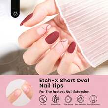 Beetles Soft Gel Nail Tips Short Almond 288pcs In 12 Sizes, Etch-X Pre-Etched Full Cover Acrylic Fake Nails Art - Oval Short 576pcs (Etch X Nail Tips ) - 查看 5