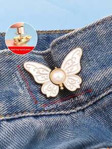 3/1 Stück Schmetterling-förmiger faltbarer Taillengürtel mit Schmetterling-Schnalle (ohne Nägel oder Nähen erforderlich), abnehmbare verstellbare Schnalle, Jeans Taillengurt mit versteckter dekorativer Schnalle, ohne Bohren erforderlich - Verschiedenfarbig - Übersicht 8