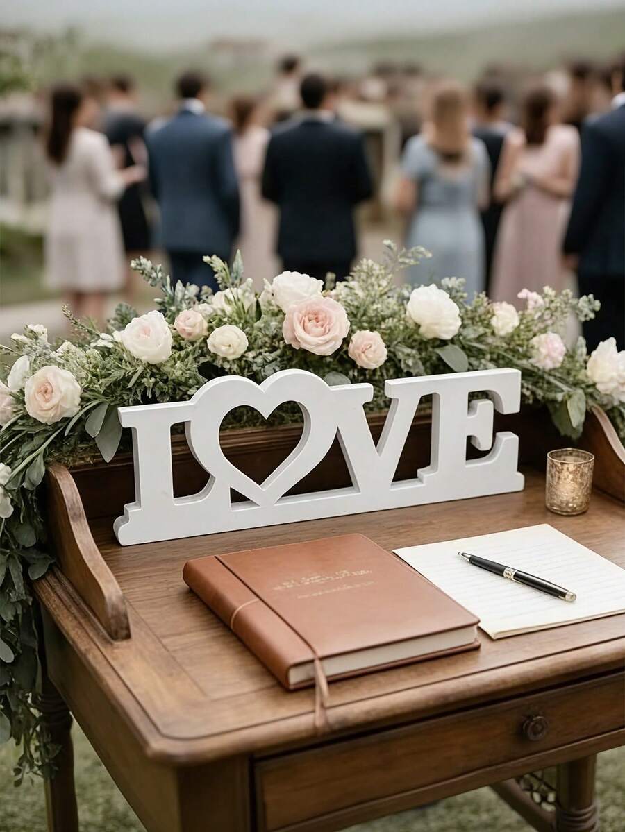 1pc Wooden LOVE Decor, Wedding Decoration - Tabletop Decor For Wedding Ceremony, Letter Decor, Photography Prop, Bridal Gift, Wedding Decoration - A - View 1
