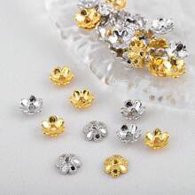 20颗6毫米合金六瓣花形珠帽，花朵隔珠，适用于DIY手工手链项链首饰制作 - 20件 - 查看 3