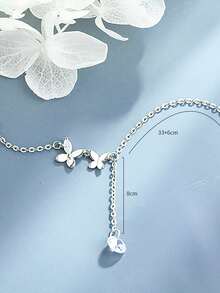 1 chiếc vòng cổ mặt dây chuyền hình bướm tua rua bằng bạc Sterling S925 dành cho nữ, thanh lịch, sang trọng, tinh tế, thích hợp cho tiệc tùng, du lịch, đeo hàng ngày, món quà tuyệt vời cho bạn bè. - Bươm bướm - Xem 6
