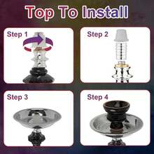 1 套 GRENAOH 22 英寸高级水烟套装，包括 4 根烟管、玻璃水瓶、陶瓷水烟碗和炭夹烟灰缸（4 件套） - 中型水煙壺四管 - 查看 6