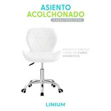 Silla de Oficina Lux Ergonómica Tapizada en Piel Sintética Costuras Decorativas en Diamante Base Cromada Giratoria con Ruedas Ajuste de Altura Home Office y Escritorio 1 Blanco  89681 - Blanco - Ver 4