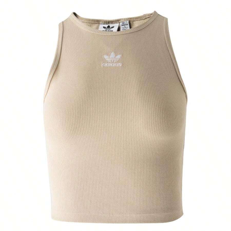 女士休闲轻薄罗纹背心，ESS 罗纹背心，KD3822 - 灰石卡其棕 - 查看 1