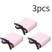 1 Stück Schmuckgeschenkbox mit Schleifendeckel, geeignet für Ohrringe, Ringe, Halsketten, Armbänder, Anhänger - Pink - Übersicht 11