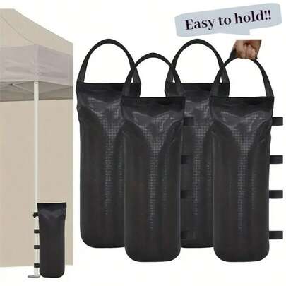 承重112磅超大号弹出式凉亭配重沙袋，适用于弹出式遮阳篷帐篷、凉棚、户外速搭遮阳篷，4个装，黑色（不含沙子）深黑色