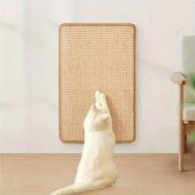1pc Sturdy Vertical Woven Cat Scratching Post With Non-Slip Base, Space-Saving Design Compatible With Hanging Toys, Woven Rope Material, Modern Pet-Friendly Home Decor, Beige Woven Pattern, Durable Multi-Functional Cat Furniture For Sofa, Chair, Door Protection, Suitable For Daily Use - Multicolor - View 4