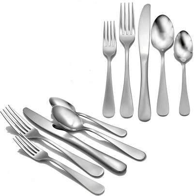75件套银餐具，包括25把餐刀、25把餐叉、25把餐勺，高品质餐具套装，适用于大型活动、派对、婚礼、生日、晚宴、新居/厨房/咖啡馆/庆祝活动。