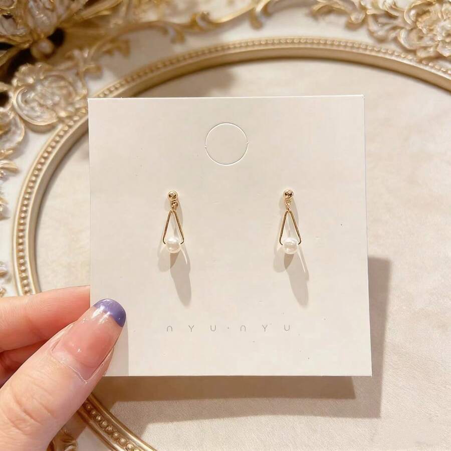 4件套经典闪亮奢华金色珍珠银耳环 - 耳堵 - 查看 1