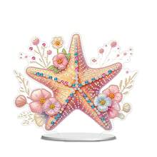1pc 5D DIY Diamond Painting Decor, Gradient Pink-Orange Starfish & Floral Design, Diamond Art Mosaic Ornament, Suitable For Home Decor, Garden, Living Room, Desk, Great Gift For Friends Birthday And Holidays - View 2