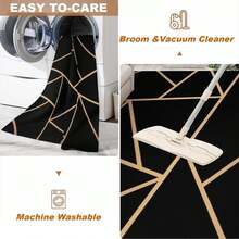 Nordic Black Gold Geometric Texture Area Rug, Abstract Golden Irregular Line Art Indoor Non-Slip Rugs, Machine Washable Breathable Durable Carpet For Front Entrance Floor Decor, Living Room Bedroom Sofa Home Decor, Multi Carpets Home Decor Rugs, Homestay Hotel, Non-Slip Machine Washable Carpet, Home Decor Room Decor - Nordic Black Gold - View 6