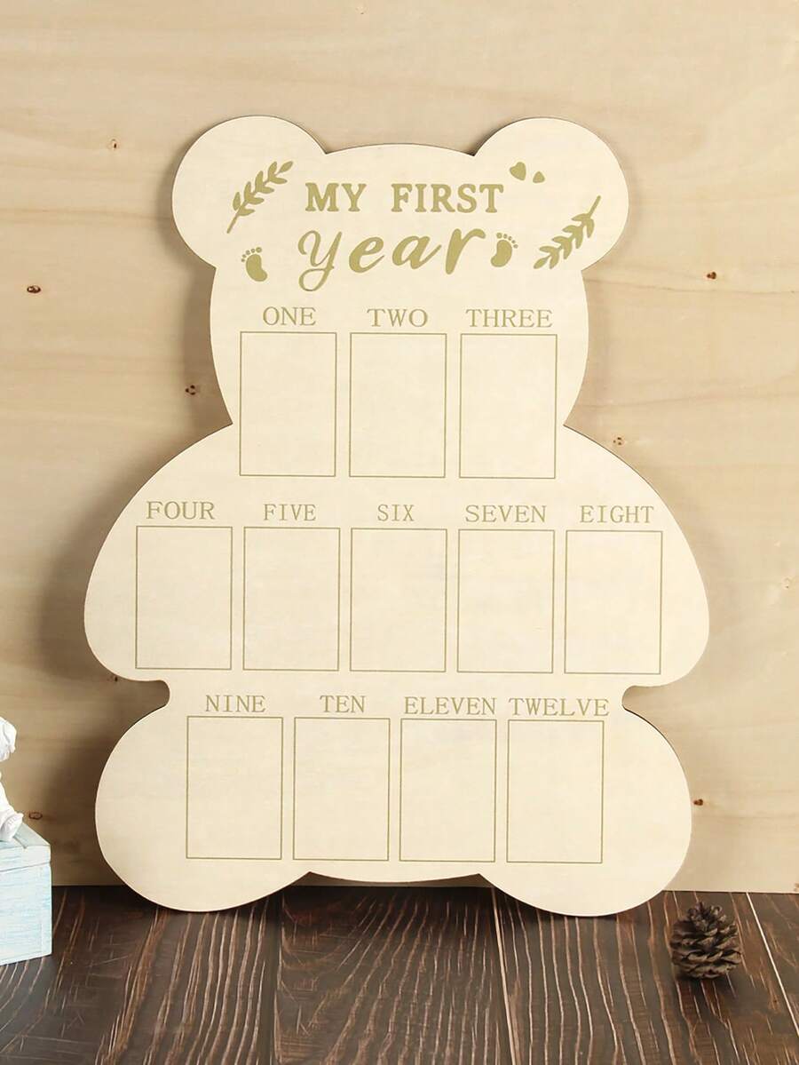 New Baby Monthly Milestone Photo Frame, Wooden Newborn Growth Photography Props