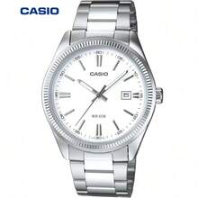 Casio 卡西欧经典男士腕表，白色表盘，不锈钢表带，50米防水，商务工作腕表 - 均碼 - 查看 9