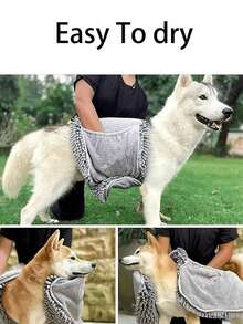 Quick Dry Super Absorbent Pet Towel, Suitable For Cats & Dogs - Soft Bathing, Swimming And Grooming Towel With Paw Print Pattern, Dries Fur Quickly After Shower, Ideal For Rainy Walks And Pet Travel - Pet Supplies Gift - Lightweight And Easy To Carry, Great For Bathing And Swimming, Pets Feel Comfortable, Perfect Gift For Pet Stores, Suitable For Large Dogs, Extra Large Dog Towel, Pet Bath Towel, Dog Bathrobe - one-size - View 3