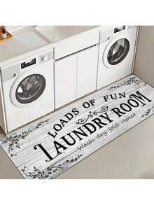 Laundry Room - Farmhouse Style, Non-, Washable, Polyester Flannel With Loads Of Laundry, Laundry Room Rules Design Kitchen, Bathroom, Hallway, And Entryway Decor, Laundry Room Decor And Accessories - White - View 8