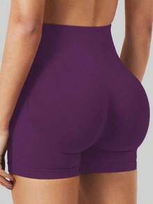 Women's High Waist Seamless Yoga Shorts - Stretchy Butt Lifting, Suitable Running, Fitness And Outdoor Activities |   Fashionable Appearance |   Stretchy Fabric Summer NYML - 嬰兒藍 - 查看 2
