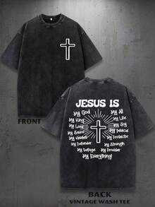 Men's Vintage Faith Graphic T-Shirt | Summer Men's Street Style Retro Print T-Shirt | Niche Fashion Men's Clothing Y2k Clothing | Unisex - 黑色 - 查看 1