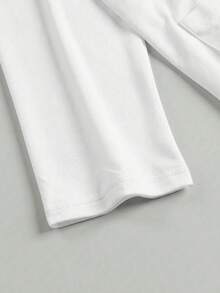 EARO Plus Size Women Casual Minimalist Comfortable Daily Versatile Solid Color Dual Pocket Long Casual Open Front Jacket, Unique Breathable Slimming Loose Design Outerwear Top For Spring & Autumn White - White - View 4