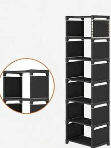 1pc Adjustable 4/5/6/7/8 Tier Shoe Rack - Tool-Free Assembly, Space Saving, Suitable For Entryway, Dorm And Closet | Sturdy Multi-Layer Sneaker Storage Rack, Unisex | Slim Modern Design, White/Black - Holds 12-24 Pairs Of Shoes | Non-Slip & Anti-Rust - Perfect For Apartments And Small Spaces! - Multicolor - View 4