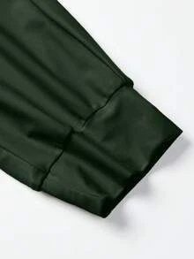 Women's Thin High Stretch Quick Dry Casual Pants, Single Piece, Elastic Drawstring Waist Joggers, Lightweight Breathable Fabric, Ankle-Length Design With Side Pockets, Suitable For Daily Wear, Sports, Running & Outdoor Activities - 軍綠色 - 查看 8