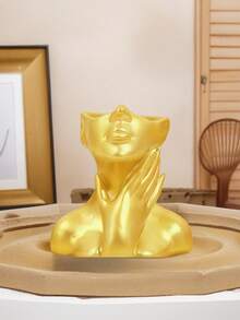 1件现代简约北欧风人脸花瓶，女性半身雕塑造型，手托脸颊，适用于家居客厅、卧室、办公桌等场所的插花，餐桌装饰，适合婚礼、派对、节日等场合，可插放干花或鲜花。 - 多色 - 查看 10