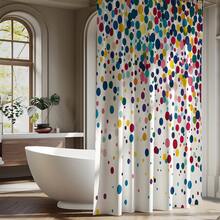 1pc Polka Dot Colorful Printed Shower Curtain, High Quality Home Decor Curtain, Modern Versatile Bathroom Matching, All Season Shower Curtain With 12 Hooks - S2191 - View 7