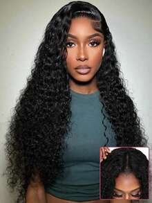 Kinky Curly Lace Front Wig 13x4 Transparent Lace Deep Wave Glueless Curly Wigs 150% Density Kinky Curly Glueless Wigs For Women Daily Wear - Natural Black - View 5