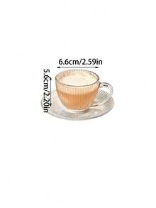 1 Bộ tách và đĩa thủy tinh sọc tối giản kiểu Châu Âu, tách và đĩa tráng miệng trà chiều tinh tế, tách thủy tinh nghệ thuật latte độc đáo, tách sữa ăn sáng tại nhà, tách nước văn phòng, tách và đĩa đựng nước có ga. - trong suốt - Xem 12