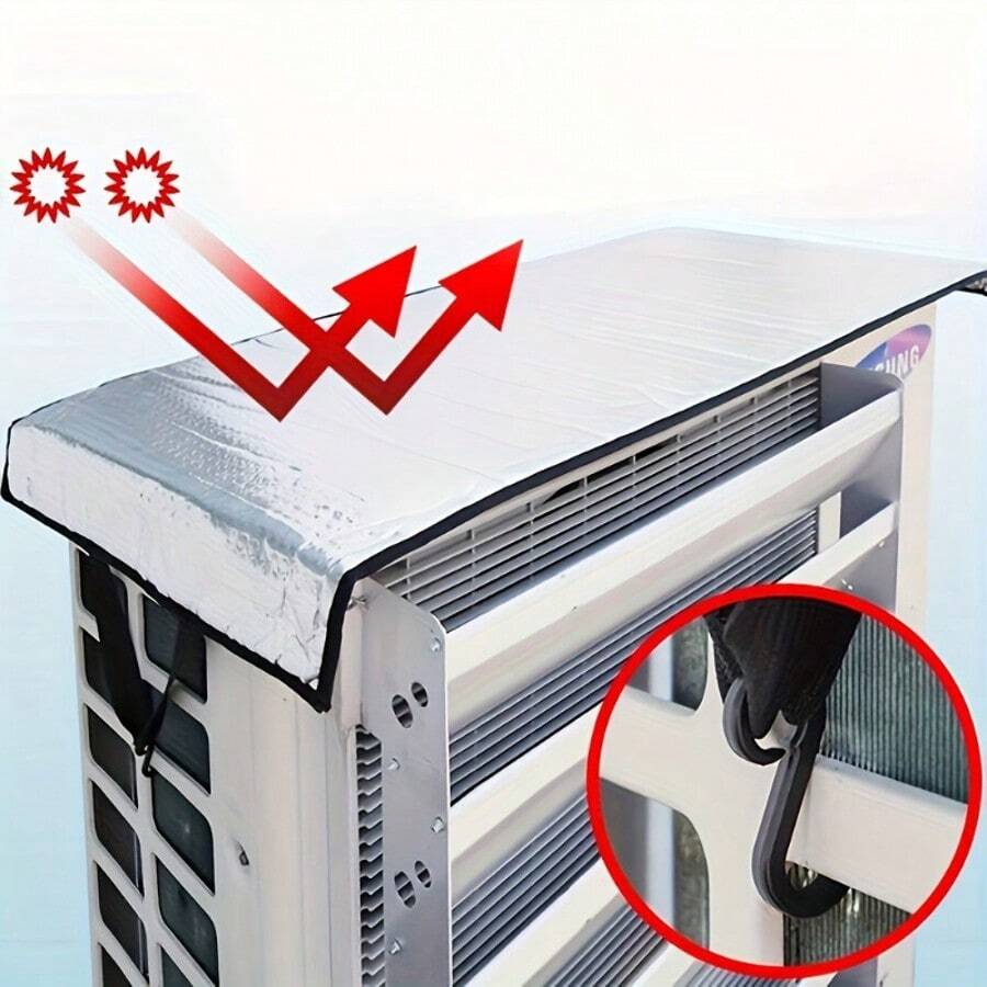 2pcs Outdoor Air Conditioner Protective Cover Set, Summer Essential! Waterproof, Dustproof, Rainproof, Snowproof, And UV-Resistant AC Cover. Easy To Clean, Very Practical, Helps You Keep Your AC And Enjoy A Cool Summer.